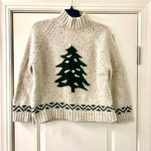 Eddie Bauer 100% Wool Christmas Tree Sweater LP